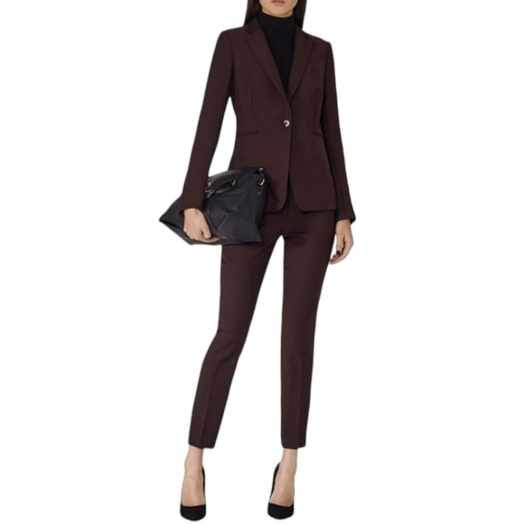 Reiss Pants - Reiss Ricca Trousers Burgandy Plum Slim leg Pants Office Professional Career
